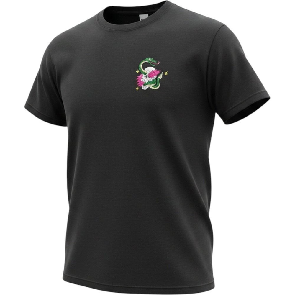 ALAB Mens‎ Locals Only Snake Skull Graphic T-Shirt Black Large Short Sleeve Tee